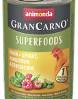 Artikel mit dem Namen Animonda Dog GranCarno Adult Superfood Huhn + Spinat im Shop von zoo.de , dem Onlineshop für nachhaltiges Hundefutter und Katzenfutter.
