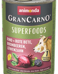 Artikel mit dem Namen Animonda Dog GranCarno Adult Superfood Rind + Rote Beete im Shop von zoo.de , dem Onlineshop für nachhaltiges Hundefutter und Katzenfutter.