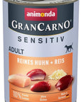 Artikel mit dem Namen Animonda Dog GranCarno Adult Sensitive Reines Huhn + Reis im Shop von zoo.de , dem Onlineshop für nachhaltiges Hundefutter und Katzenfutter.