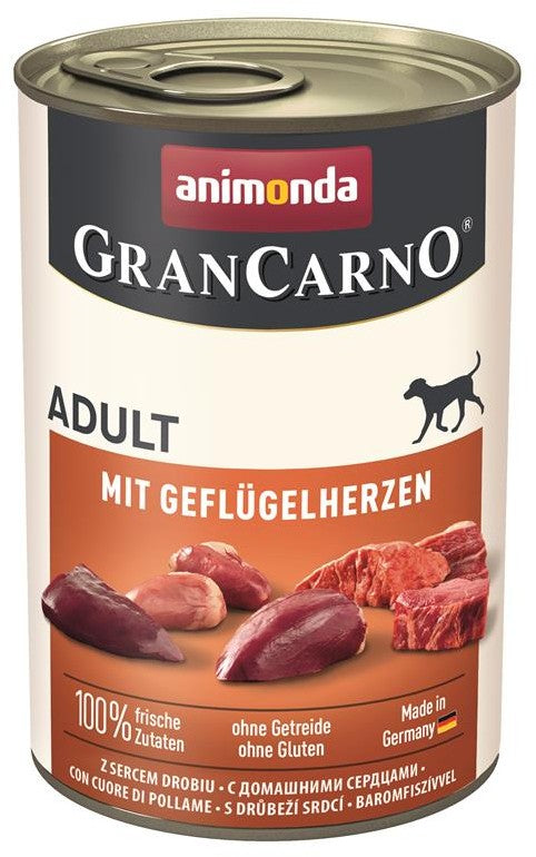 Artikel mit dem Namen Animonda Dog GranCarno Adult mit Geflügelherzen im Shop von zoo.de , dem Onlineshop für nachhaltiges Hundefutter und Katzenfutter.
