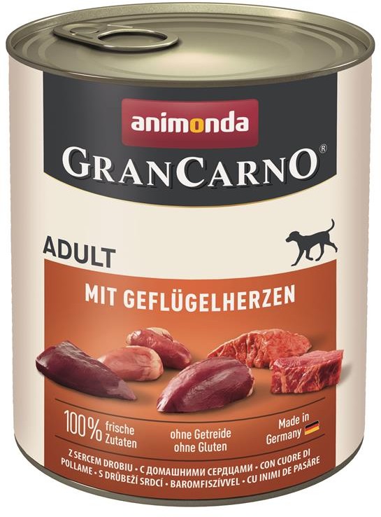 Artikel mit dem Namen Animonda Dog GranCarno Adult mit Geflügelherzen im Shop von zoo.de , dem Onlineshop für nachhaltiges Hundefutter und Katzenfutter.