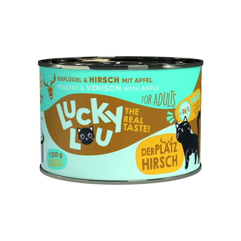 Artikel mit dem Namen Lucky Lou Lifestage Adult Geflügel + Hirsch im Shop von zoo.de , dem Onlineshop für nachhaltiges Hundefutter und Katzenfutter.