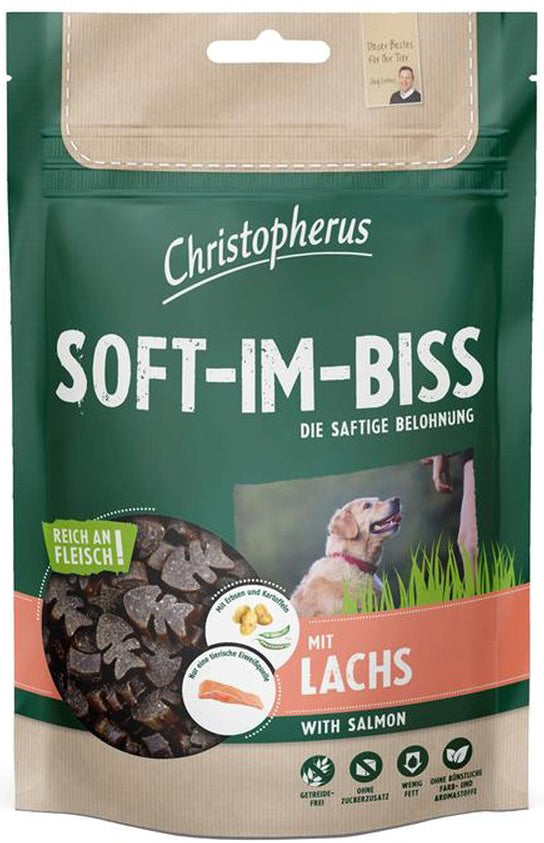 Artikel mit dem Namen Christopherus Snacks Soft-Im-Biss mit Lachs im Shop von zoo.de , dem Onlineshop für nachhaltiges Hundefutter und Katzenfutter.