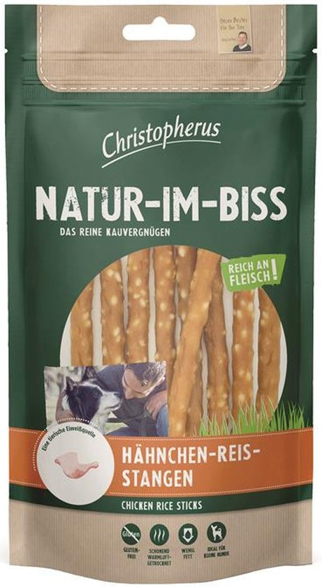 Artikel mit dem Namen Christopherus Snack Hähnchen-Reis-Stangen im Shop von zoo.de , dem Onlineshop für nachhaltiges Hundefutter und Katzenfutter.