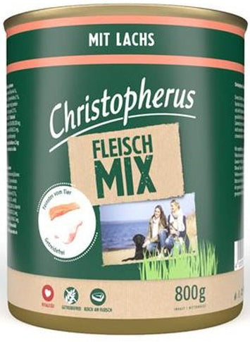 Artikel mit dem Namen Christopherus Fleischmix - mit Lachs im Shop von zoo.de , dem Onlineshop für nachhaltiges Hundefutter und Katzenfutter.