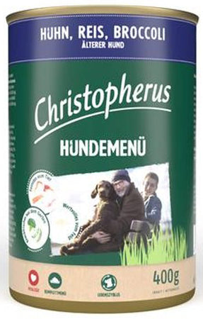 Artikel mit dem Namen Christopherus Menü -Senior - mit Huhn &amp; Reis im Shop von zoo.de , dem Onlineshop für nachhaltiges Hundefutter und Katzenfutter.