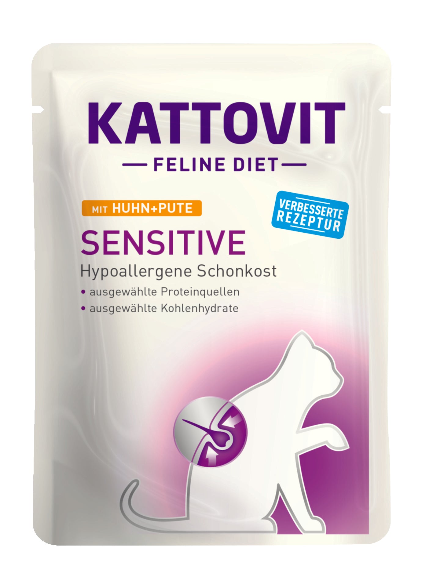 Artikel mit dem Namen Kattovit Feline Diet Sensitive Huhn + Pute im Shop von zoo.de , dem Onlineshop für nachhaltiges Hundefutter und Katzenfutter.