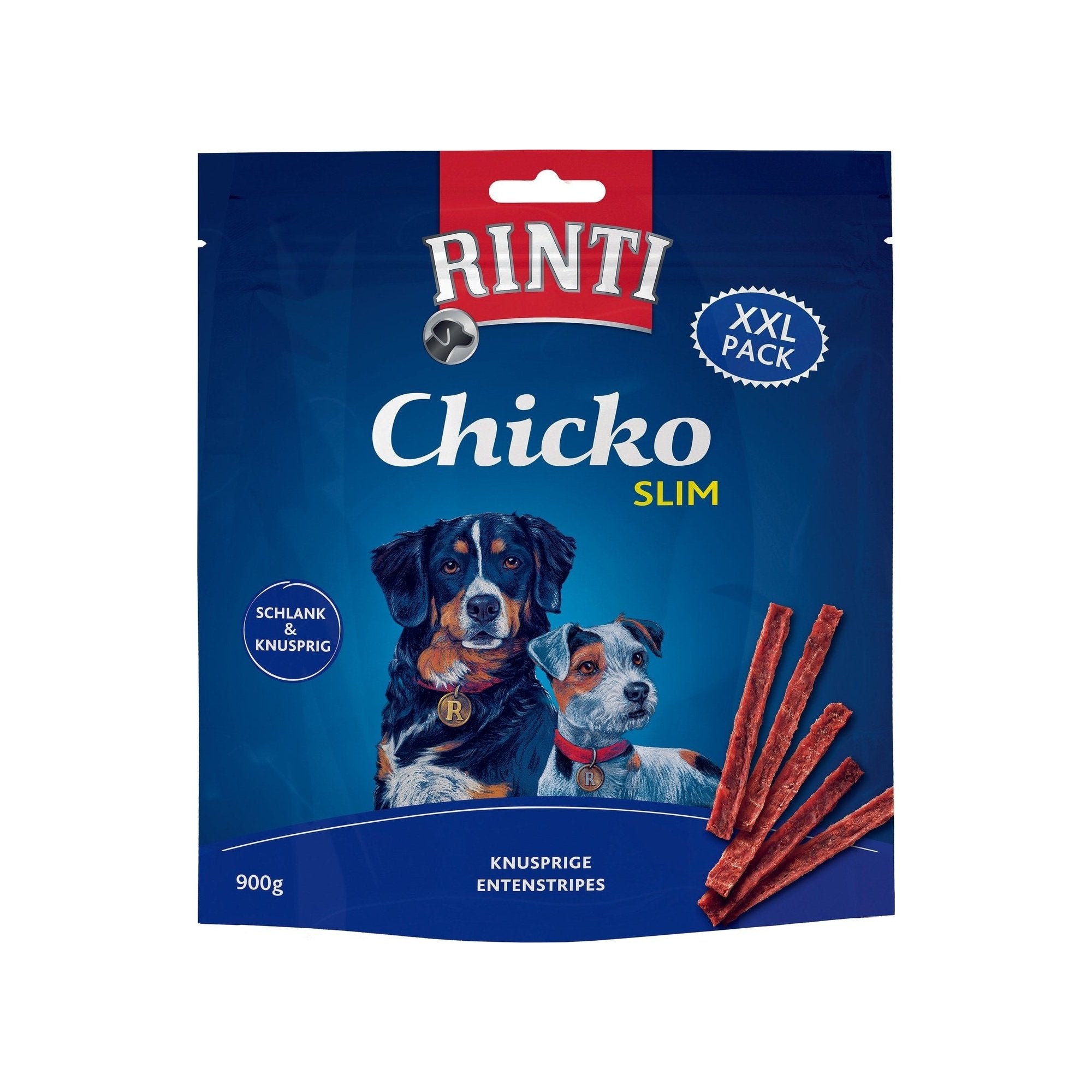 Artikel mit dem Namen Rinti Chicko Slim Ente Knusprige Entenstripes im Shop von zoo.de , dem Onlineshop für nachhaltiges Hundefutter und Katzenfutter.