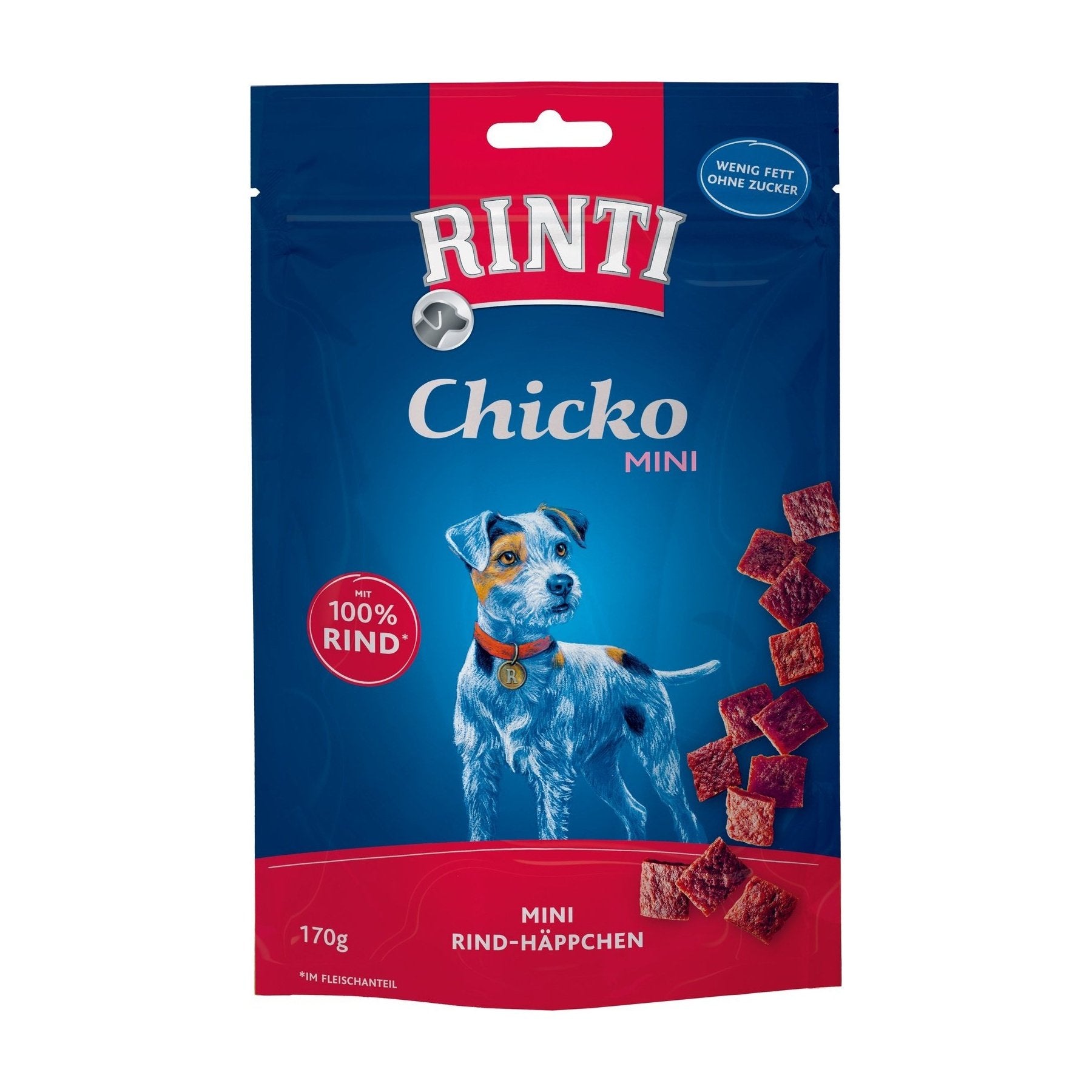 Artikel mit dem Namen Rinti Chicko Mini - Kleine Stückchen aus Rind im Vorratspack im Shop von zoo.de , dem Onlineshop für nachhaltiges Hundefutter und Katzenfutter.