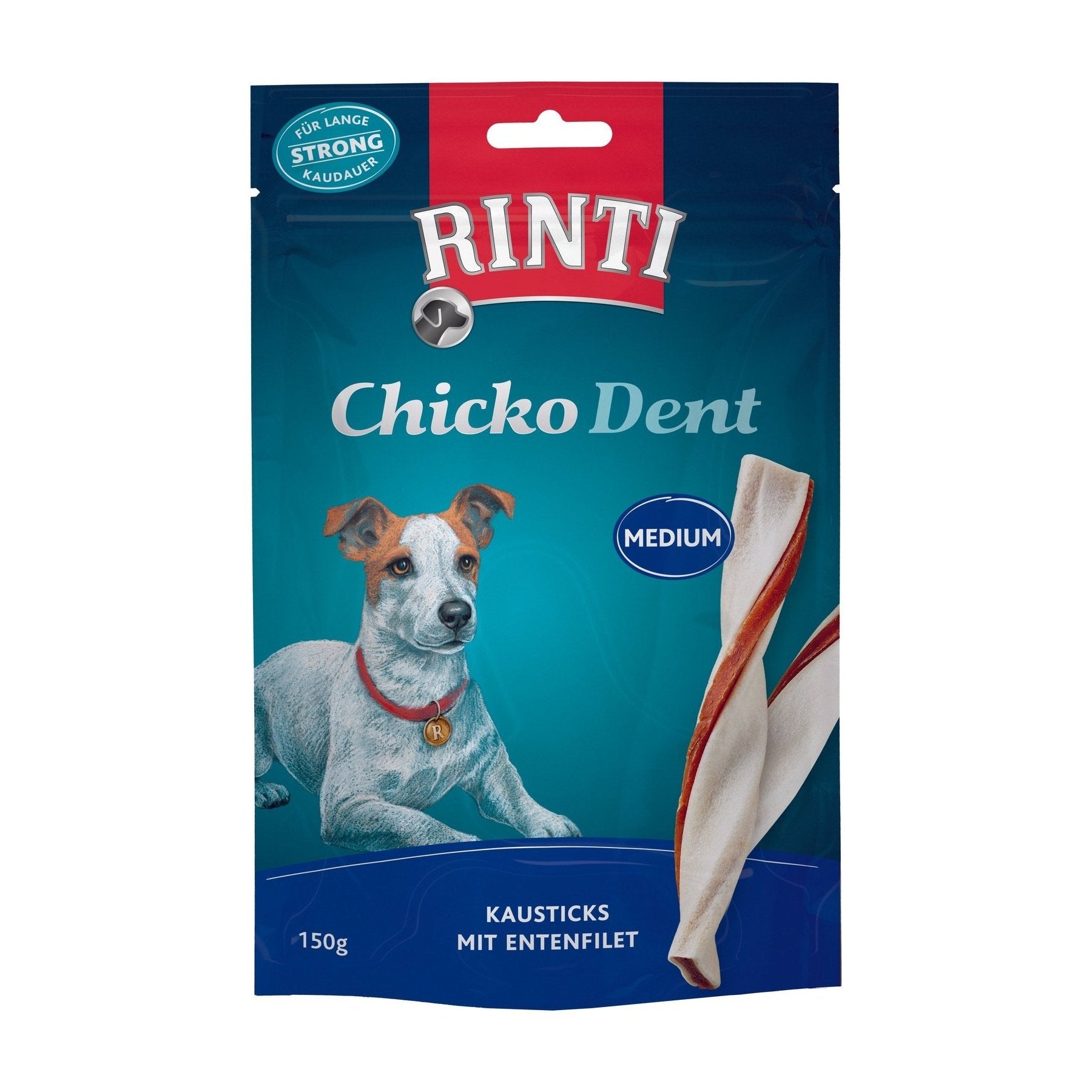 Artikel mit dem Namen Rinti Snack Chicko Dental Ente im Shop von zoo.de , dem Onlineshop für nachhaltiges Hundefutter und Katzenfutter.