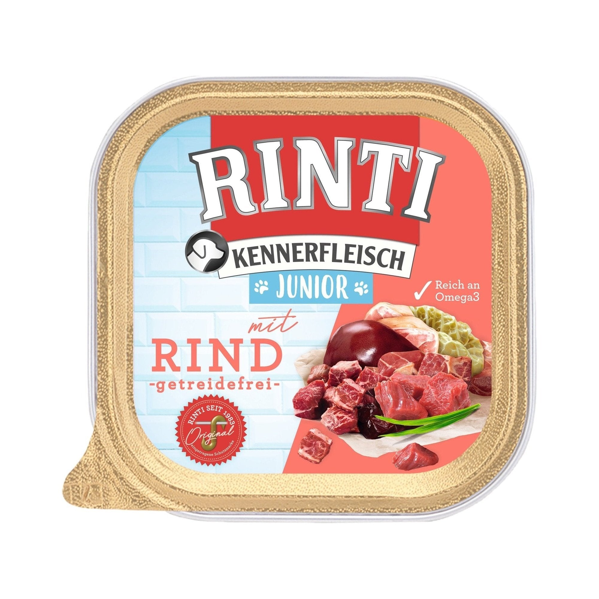 Artikel mit dem Namen Rinti Kennerfleisch Plus Junior mit Rind im Shop von zoo.de , dem Onlineshop für nachhaltiges Hundefutter und Katzenfutter.
