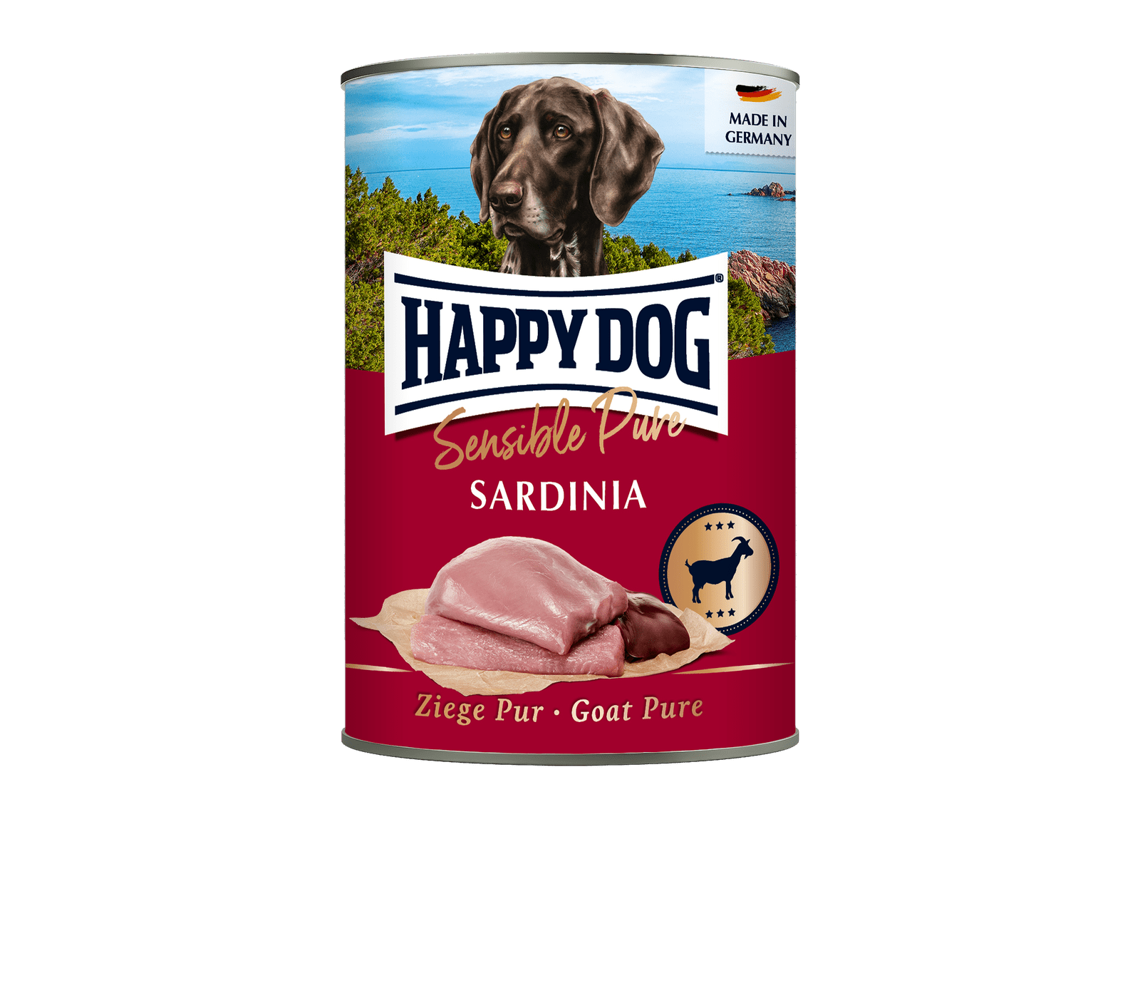 Artikel mit dem Namen Happy Dog Dose Sensible Pure Sardinia Ziege im Shop von zoo.de , dem Onlineshop für nachhaltiges Hundefutter und Katzenfutter.