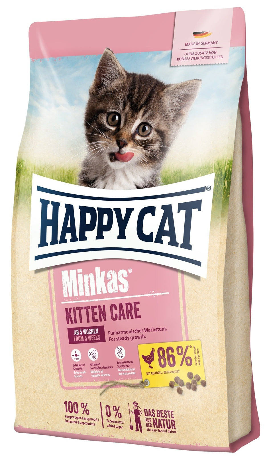 Artikel mit dem Namen Happy Cat Minkas Kitten Care Geflügel im Shop von zoo.de , dem Onlineshop für nachhaltiges Hundefutter und Katzenfutter.