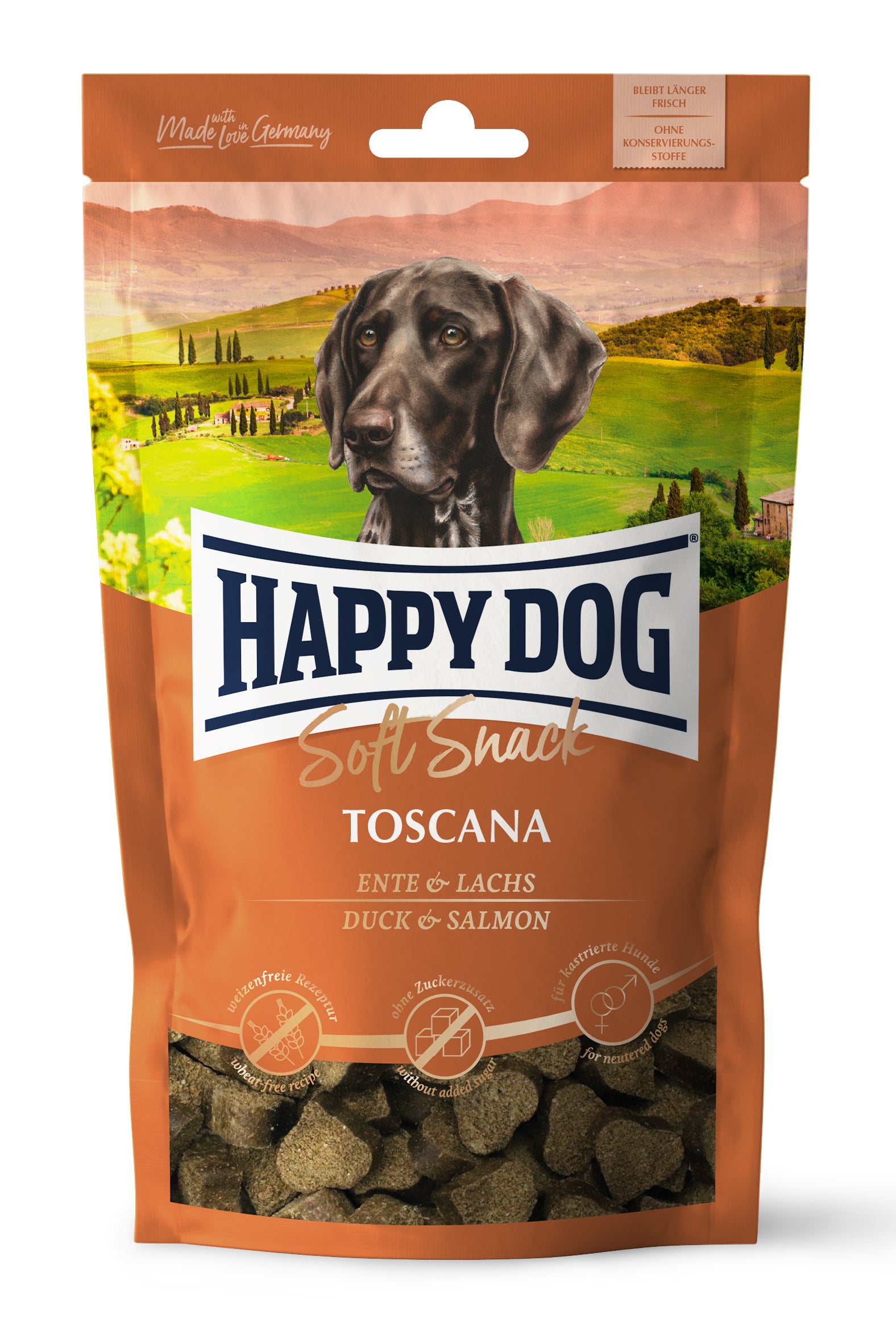 Artikel mit dem Namen Happy Dog Soft Snack Toscana im Shop von zoo.de , dem Onlineshop für nachhaltiges Hundefutter und Katzenfutter.