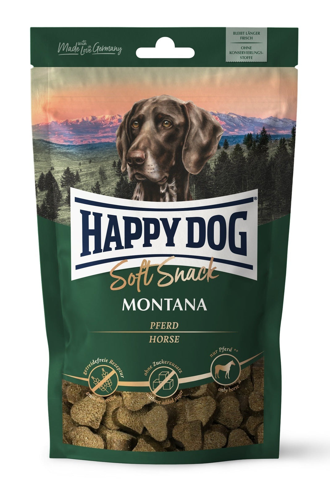 Artikel mit dem Namen Happy Dog Soft Snack Montana im Shop von zoo.de , dem Onlineshop für nachhaltiges Hundefutter und Katzenfutter.