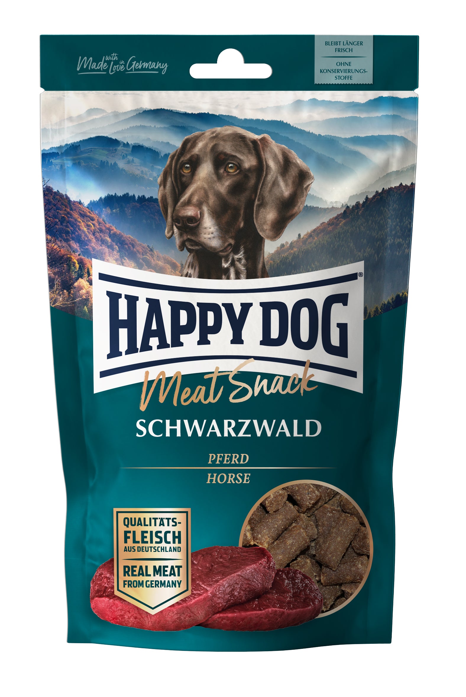 Artikel mit dem Namen Happy Dog Meat Snack Schwarzwald im Shop von zoo.de , dem Onlineshop für nachhaltiges Hundefutter und Katzenfutter.