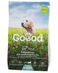 Artikel mit dem Namen GOOOD Junior Freilandlamm & Nachhaltige Forelle Trockenfutter im Shop von zoo.de , dem Onlineshop für nachhaltiges Hundefutter und Katzenfutter.