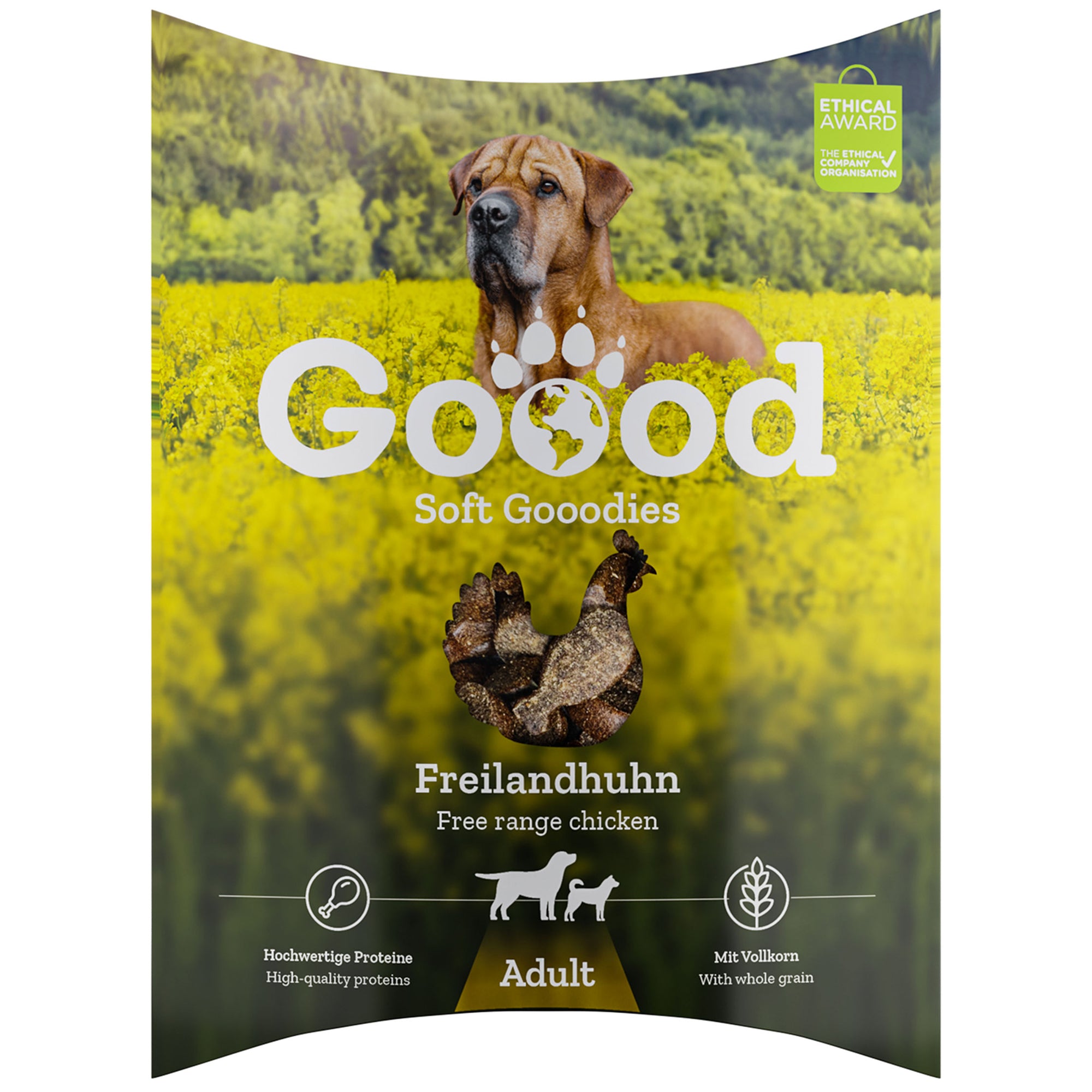 Artikel mit dem Namen GOOOD Soft Gooodies Adult Freilandhuhn im Shop von zoo.de , dem Onlineshop für nachhaltiges Hundefutter und Katzenfutter.