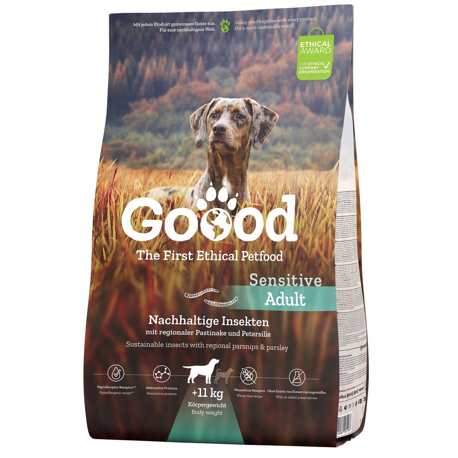 Artikel mit dem Namen GOOOD Adult Nachhaltige Insekten Trockenfutter im Shop von zoo.de , dem Onlineshop für nachhaltiges Hundefutter und Katzenfutter.