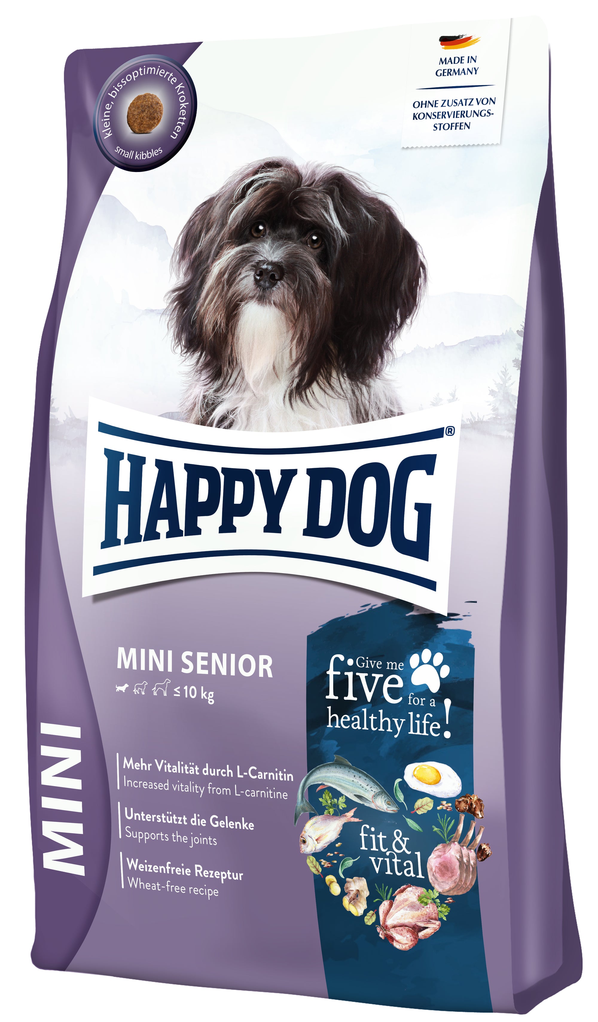 Artikel mit dem Namen Happy Dog fit & vital Mini Senior im Shop von zoo.de , dem Onlineshop für nachhaltiges Hundefutter und Katzenfutter.