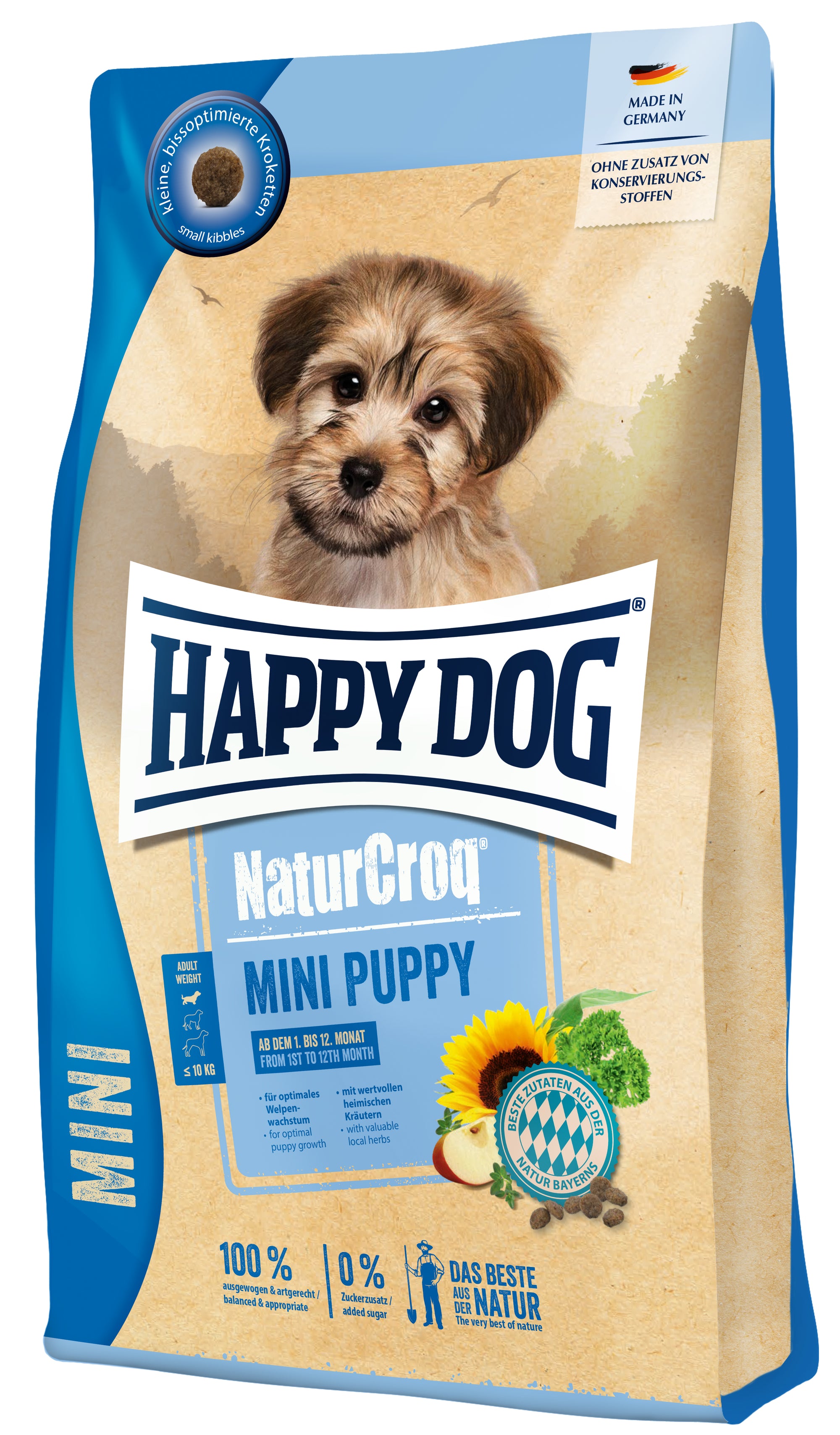 Artikel mit dem Namen Happy Dog NaturCroq Mini Puppy im Shop von zoo.de , dem Onlineshop für nachhaltiges Hundefutter und Katzenfutter.