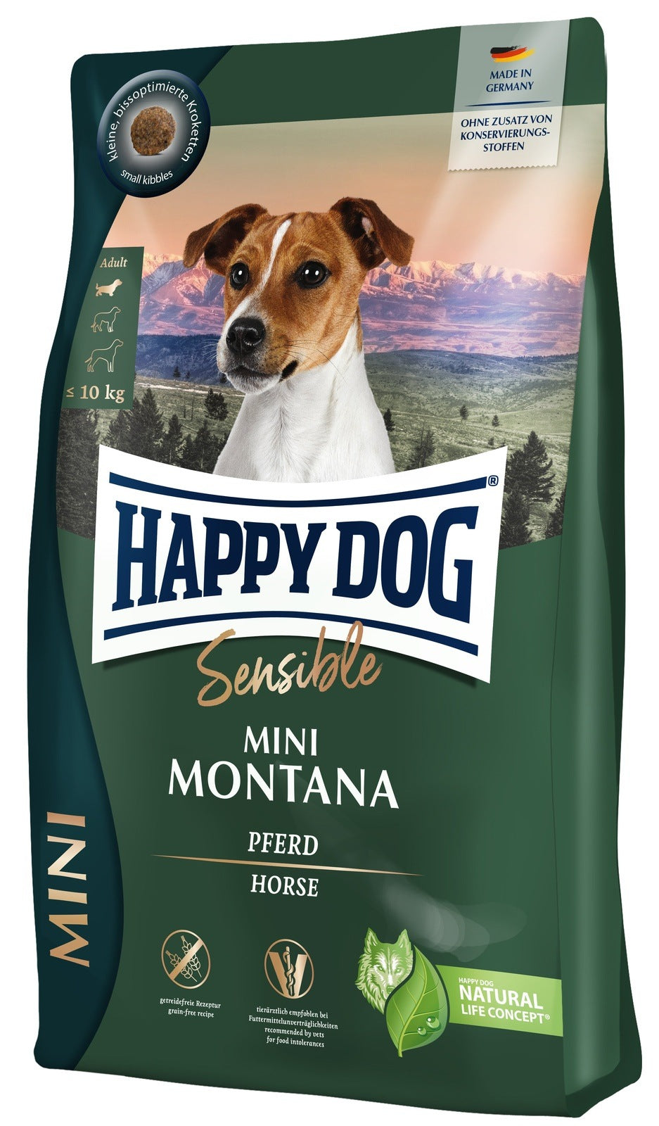 Artikel mit dem Namen Happy Dog Sensible Mini Montana im Shop von zoo.de , dem Onlineshop für nachhaltiges Hundefutter und Katzenfutter.