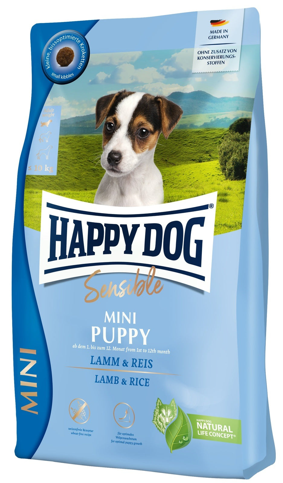 Artikel mit dem Namen Happy Dog Sensible Mini Puppy im Shop von zoo.de , dem Onlineshop für nachhaltiges Hundefutter und Katzenfutter.