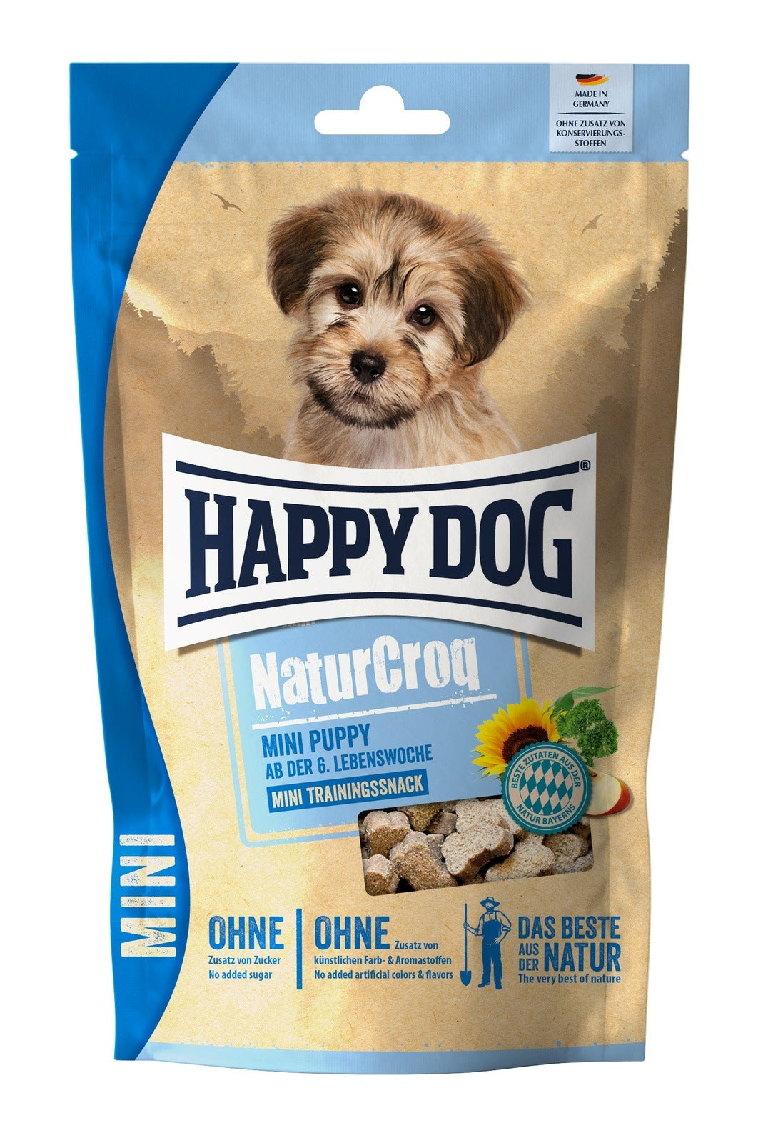 Artikel mit dem Namen Happy Dog NaturCroq Mini Snack Puppy im Shop von zoo.de , dem Onlineshop für nachhaltiges Hundefutter und Katzenfutter.