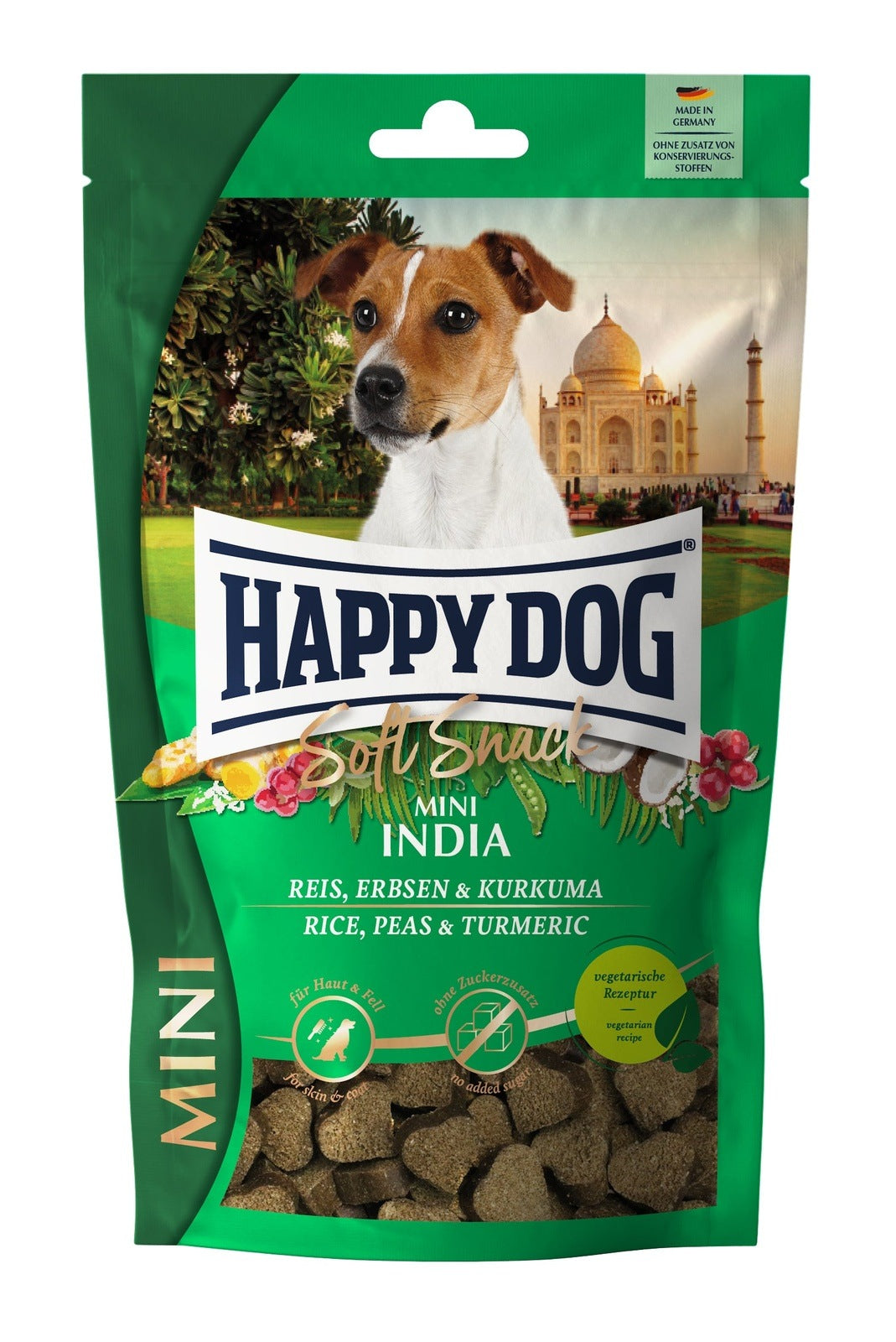 Artikel mit dem Namen Happy Dog SoftSnack Mini India im Shop von zoo.de , dem Onlineshop für nachhaltiges Hundefutter und Katzenfutter.