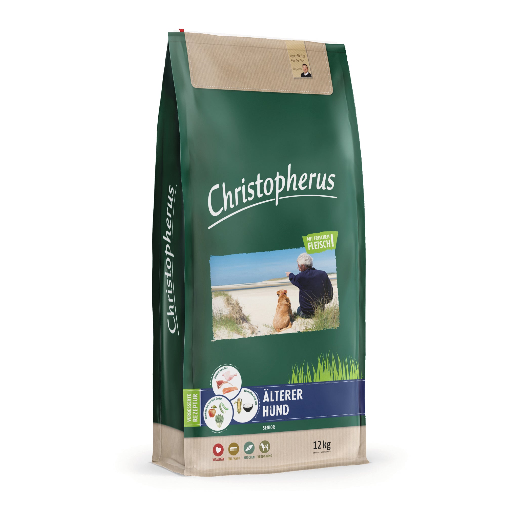 Artikel mit dem Namen Christopherus Senior Geflügel, Lamm, Ei & Reis im Shop von zoo.de , dem Onlineshop für nachhaltiges Hundefutter und Katzenfutter.