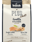 Artikel mit dem Namen Bosch Plus Forelle & Kartoffel im Shop von zoo.de , dem Onlineshop für nachhaltiges Hundefutter und Katzenfutter.