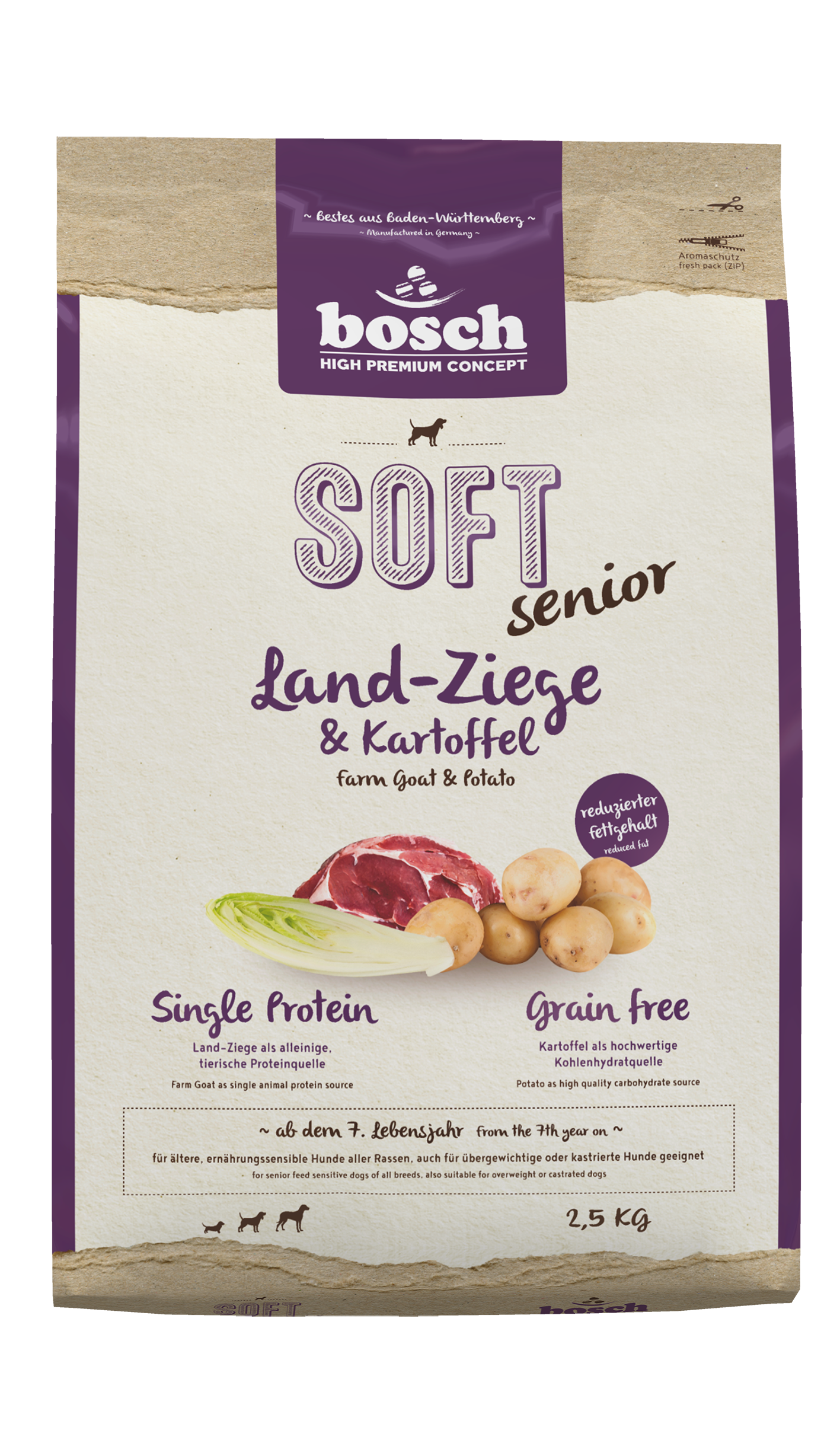 Artikel mit dem Namen Bosch Soft Ziege &amp; Kartoffel im Shop von zoo.de , dem Onlineshop für nachhaltiges Hundefutter und Katzenfutter.