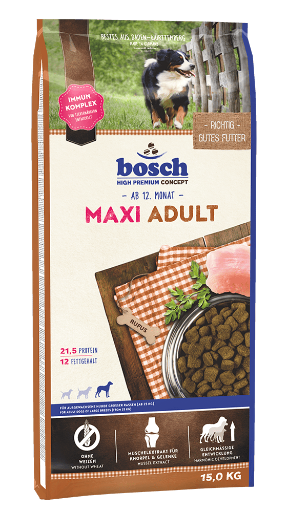 Artikel mit dem Namen Bosch Adult Maxi im Shop von zoo.de , dem Onlineshop für nachhaltiges Hundefutter und Katzenfutter.