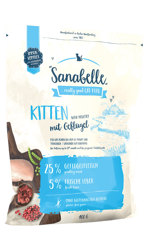 Artikel mit dem Namen Sanabelle Kitten im Shop von zoo.de , dem Onlineshop für nachhaltiges Hundefutter und Katzenfutter.