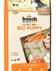 Artikel mit dem Namen Bosch Bio Puppy Hühnchen & Karotten im Shop von zoo.de , dem Onlineshop für nachhaltiges Hundefutter und Katzenfutter.