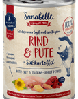 Artikel mit dem Namen Sanabelle Nassfutter mit Rind & Pute im Shop von zoo.de , dem Onlineshop für nachhaltiges Hundefutter und Katzenfutter.