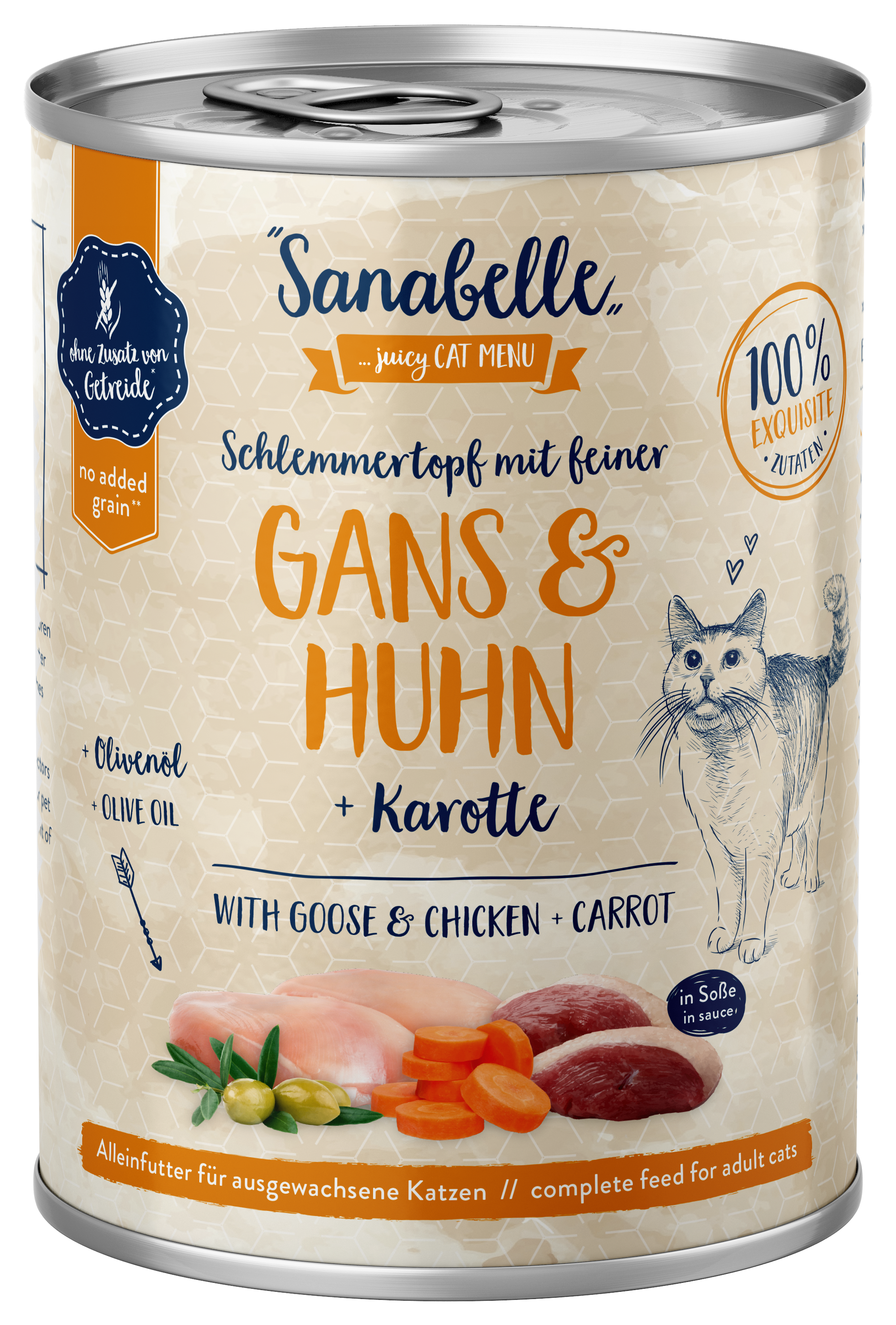 Artikel mit dem Namen Sanabelle Schlemmertopf Gans & Huhn im Shop von zoo.de , dem Onlineshop für nachhaltiges Hundefutter und Katzenfutter.