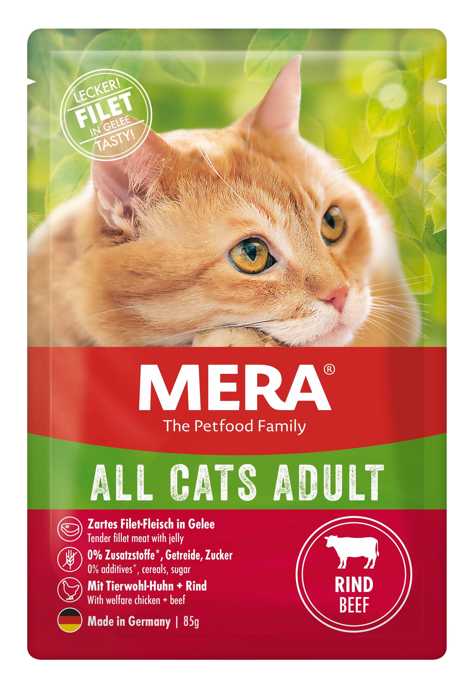 Artikel mit dem Namen MERA Cats Adult Rind im Shop von zoo.de , dem Onlineshop für nachhaltiges Hundefutter und Katzenfutter.