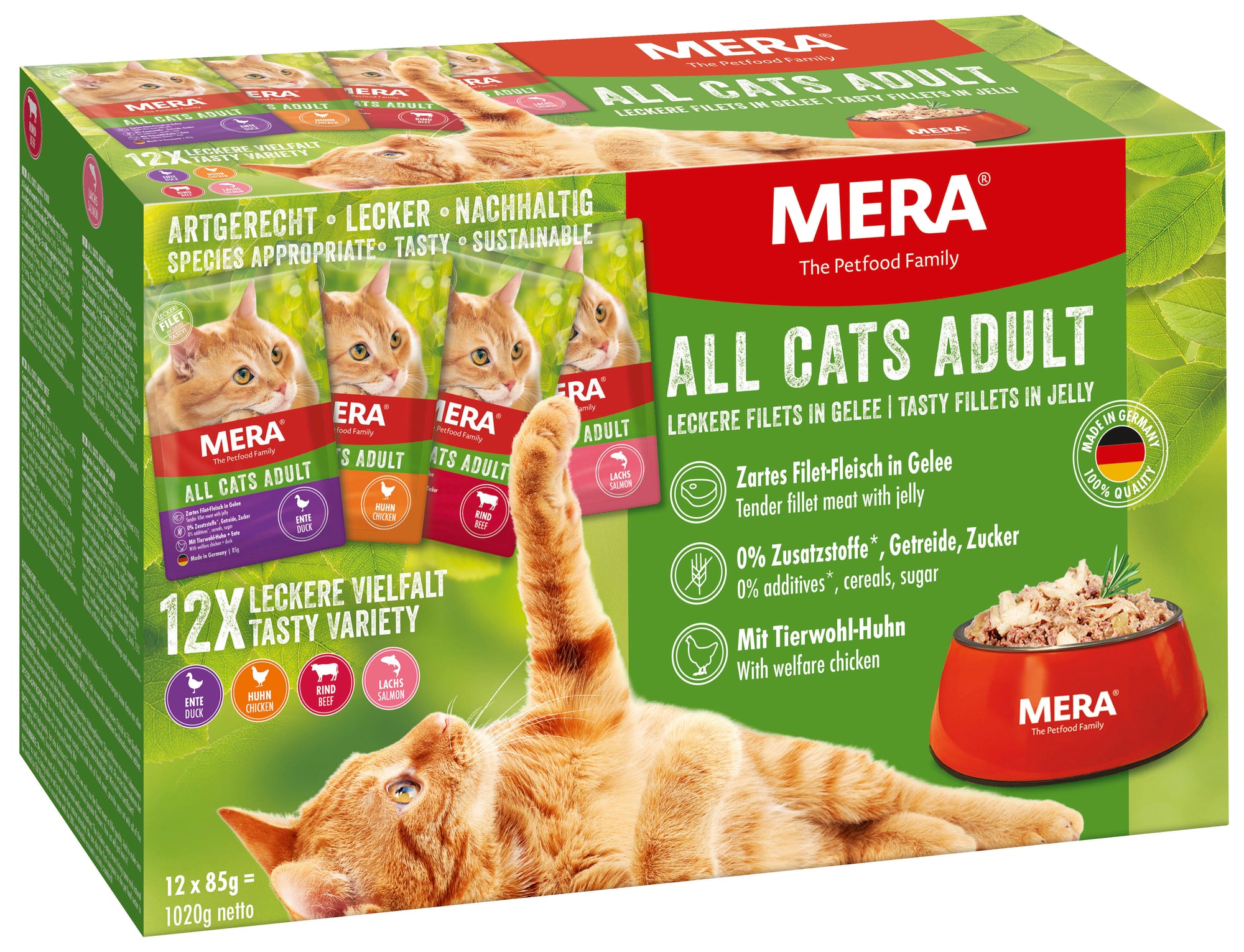 Artikel mit dem Namen MERA Cats Adult Multipack im Shop von zoo.de , dem Onlineshop für nachhaltiges Hundefutter und Katzenfutter.