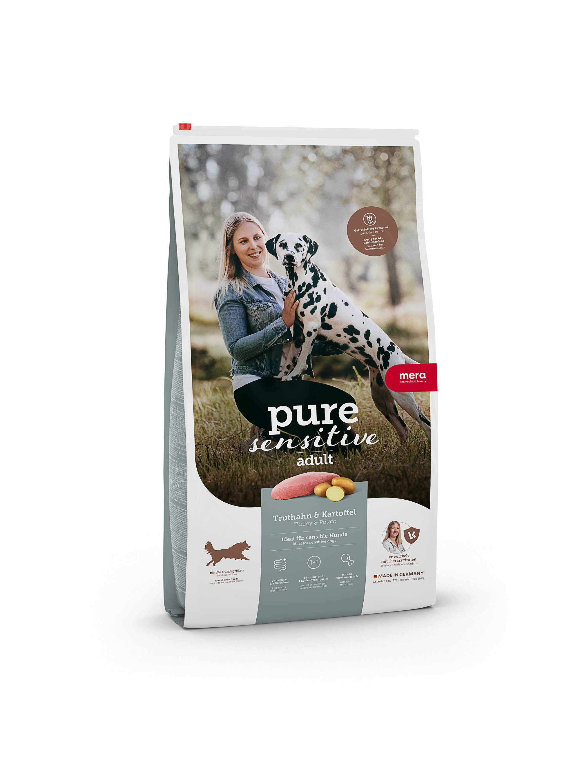 Artikel mit dem Namen Mera Dog Pure FM Truthahn & Kartoffel im Shop von zoo.de , dem Onlineshop für nachhaltiges Hundefutter und Katzenfutter.