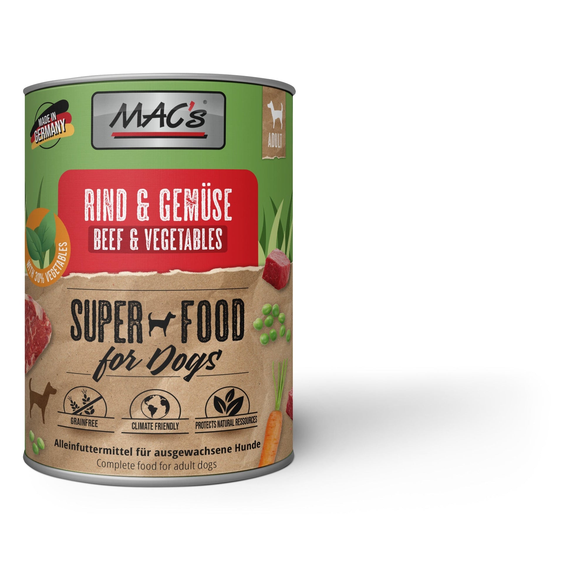 Artikel mit dem Namen MAC&#39;s Dog Rind &amp; Gemüse im Shop von zoo.de , dem Onlineshop für nachhaltiges Hundefutter und Katzenfutter.