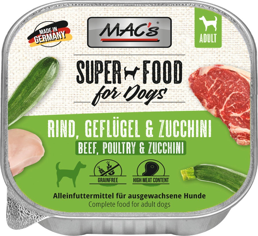 Artikel mit dem Namen MAC&#39;s Dog Rind &amp; Gemüse im Shop von zoo.de , dem Onlineshop für nachhaltiges Hundefutter und Katzenfutter.
