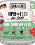 Artikel mit dem Namen MAC's Cat Ente, Kaninchen & Rind im Shop von zoo.de , dem Onlineshop für nachhaltiges Hundefutter und Katzenfutter.