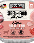 Artikel mit dem Namen MAC's Cat Kitten Pute & Ente im Shop von zoo.de , dem Onlineshop für nachhaltiges Hundefutter und Katzenfutter.