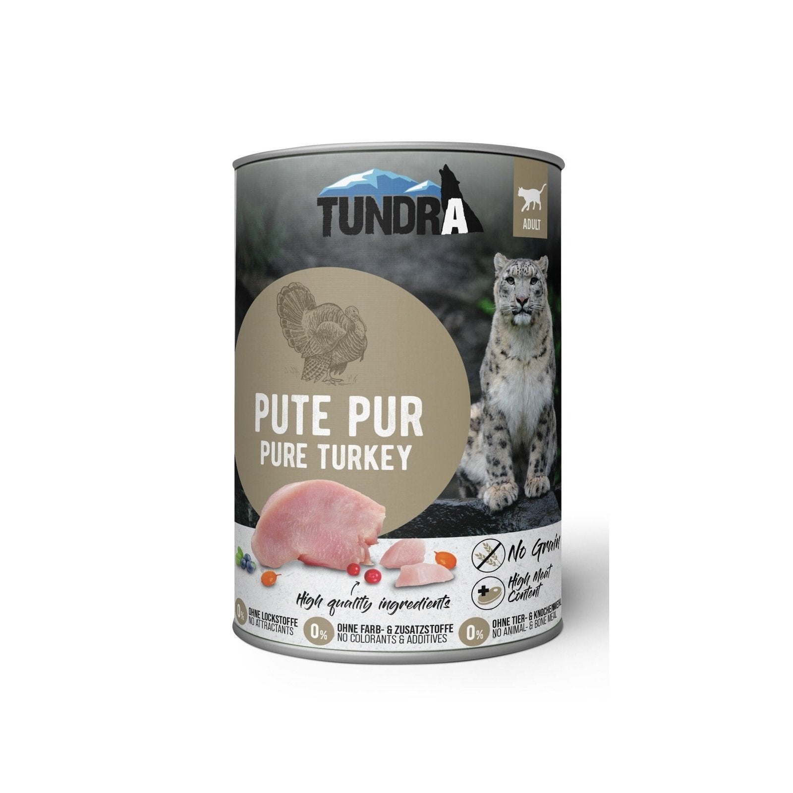 Artikel mit dem Namen Tundra Katze Pute Pur Dose im Shop von zoo.de , dem Onlineshop für nachhaltiges Hundefutter und Katzenfutter.