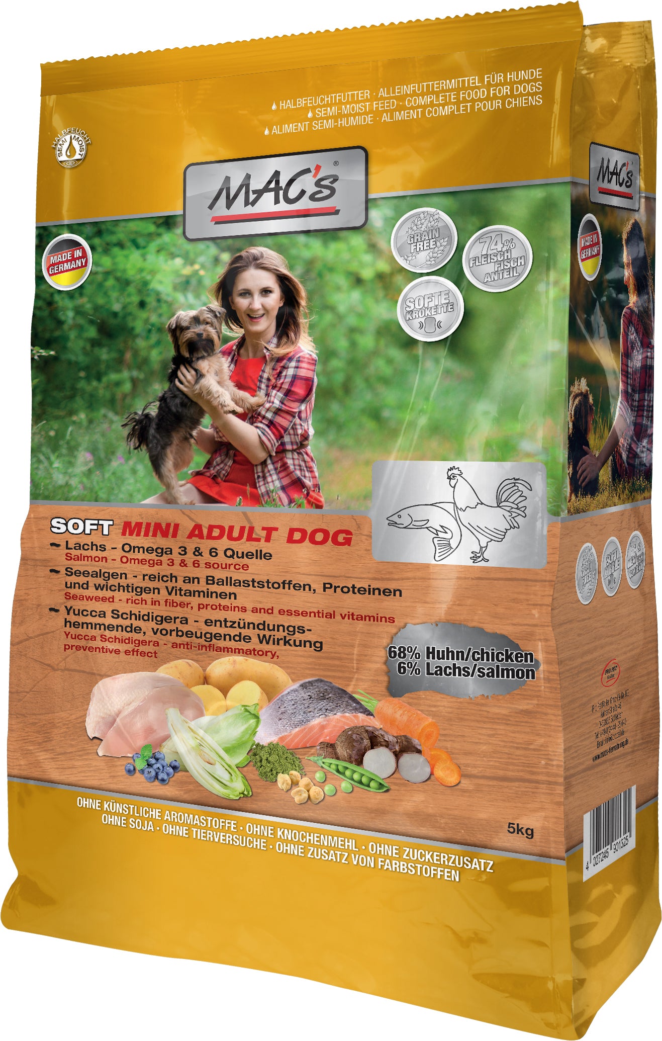Artikel mit dem Namen MAC's Dog Soft Mini Huhn im Shop von zoo.de , dem Onlineshop für nachhaltiges Hundefutter und Katzenfutter.