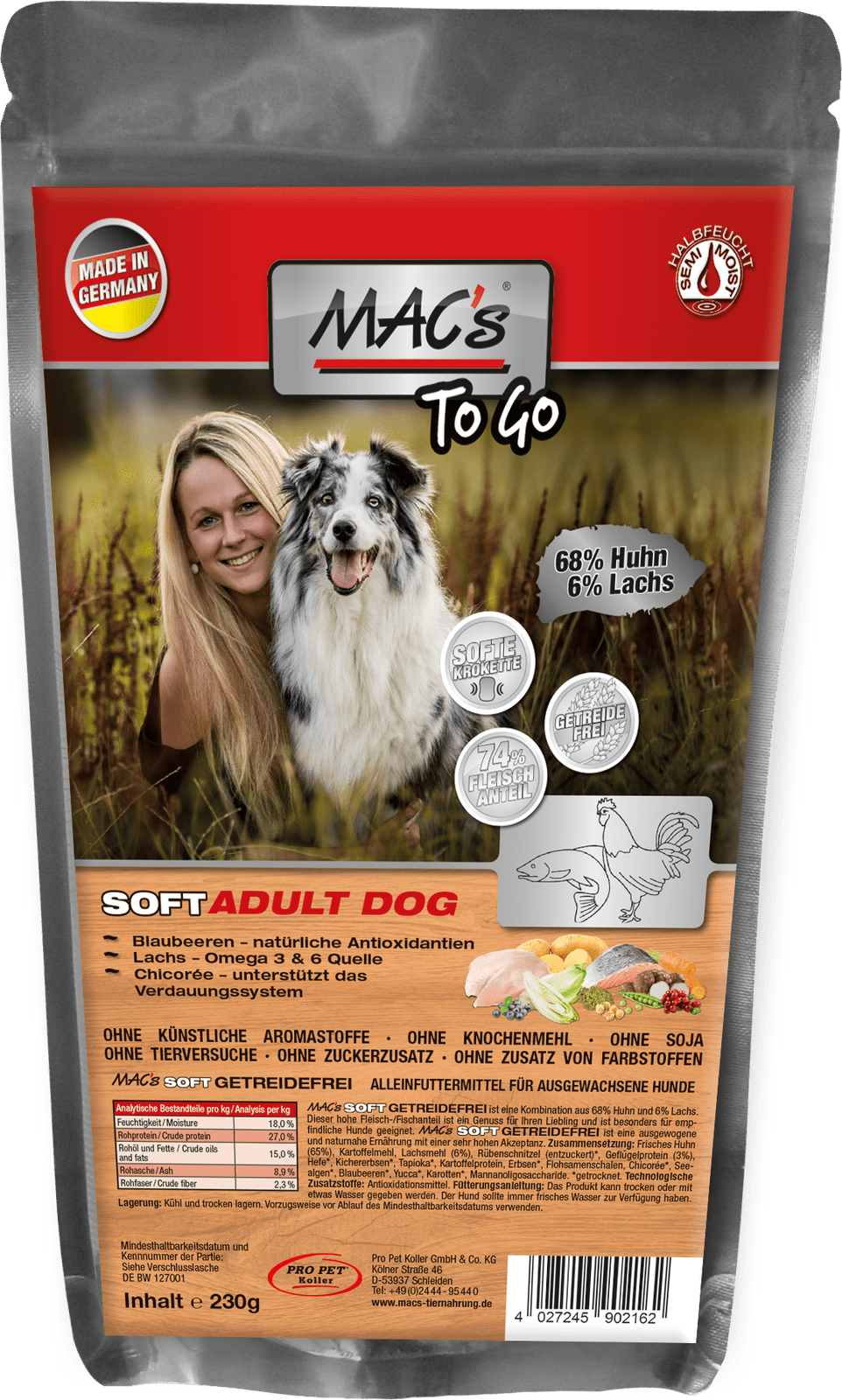 Artikel mit dem Namen MAC's Dog Soft Mini Huhn im Shop von zoo.de , dem Onlineshop für nachhaltiges Hundefutter und Katzenfutter.