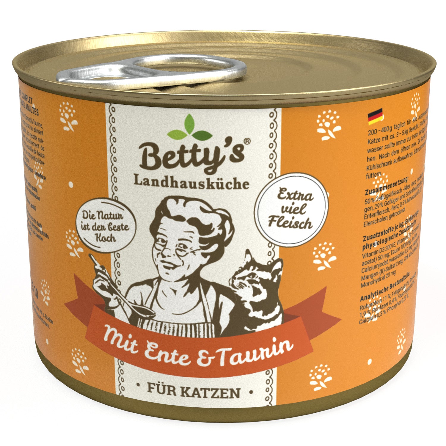 Artikel mit dem Namen Betty's Katze Ente im Shop von zoo.de , dem Onlineshop für nachhaltiges Hundefutter und Katzenfutter.