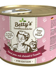 Artikel mit dem Namen Betty's Katze Rind pur Leinöl im Shop von zoo.de , dem Onlineshop für nachhaltiges Hundefutter und Katzenfutter.