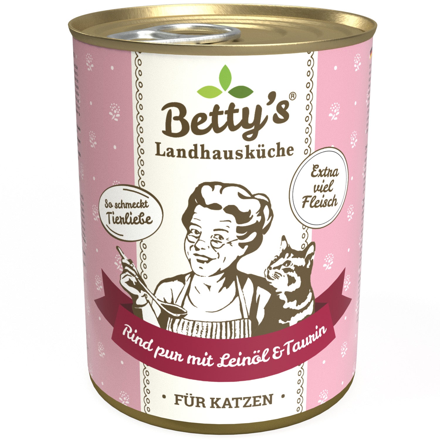 Artikel mit dem Namen Betty&#39;s Katze Rind pur Leinöl im Shop von zoo.de , dem Onlineshop für nachhaltiges Hundefutter und Katzenfutter.